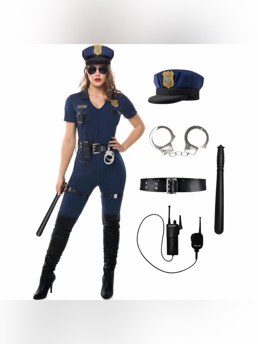 Spooktacular Creations Sexy Police Costume Women M Cop Halloween 6 Piece Set